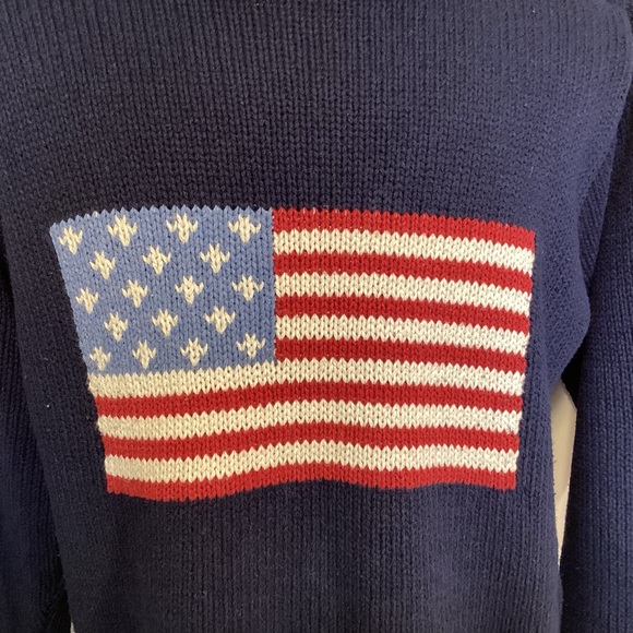 Vintage 90’s American Flag Men’s Sweater Size XL Coldwater Creek - Picture 2 of 11